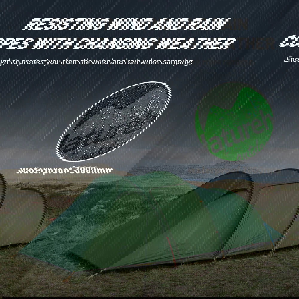 2 or 3 Person Ultralight 4-Season Hiking Tent – 20D Waterproof Family Camping Tent