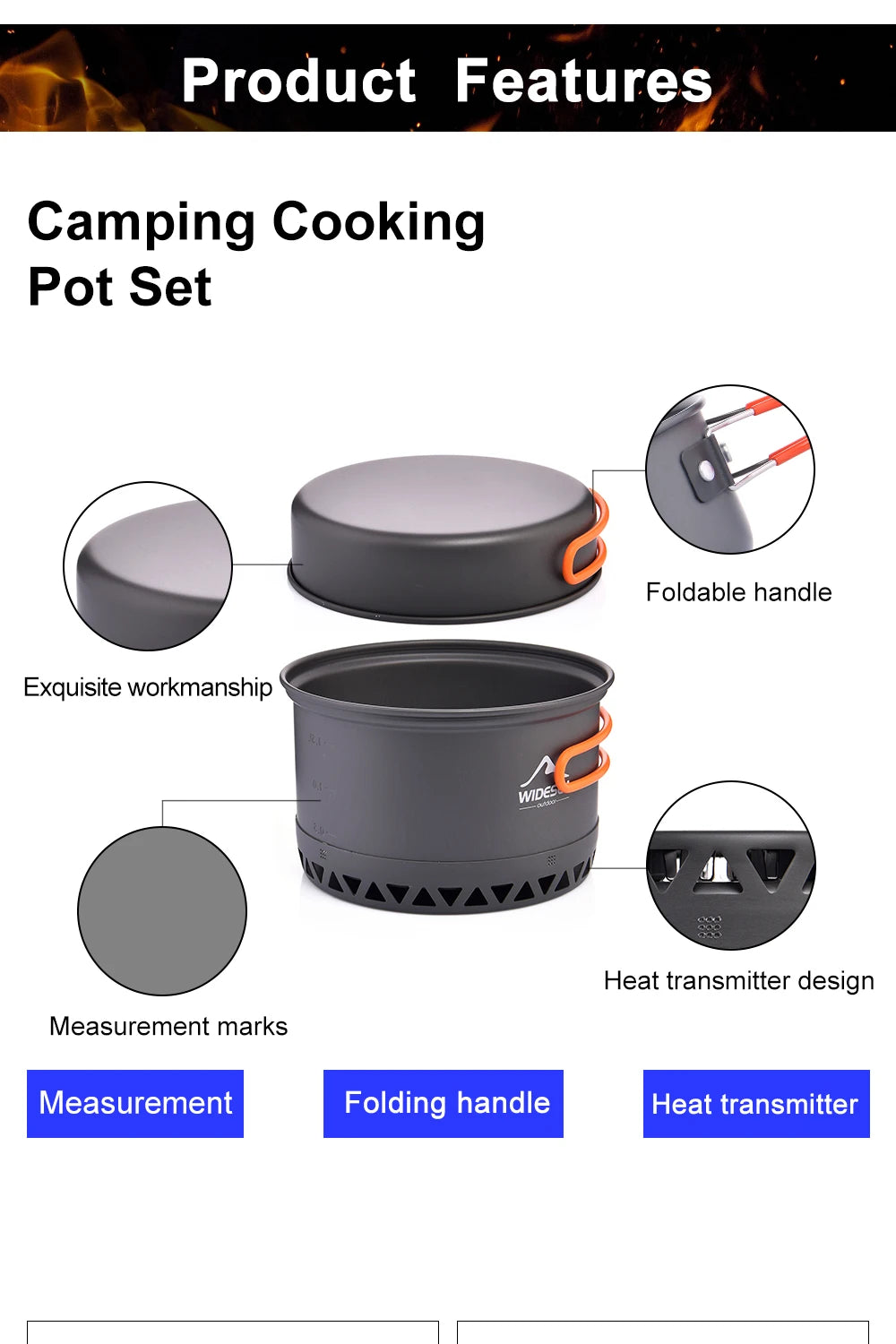 2.3L Camping Cookware Set – Outdoor Pot & Kettle for Travel, Hiking, and Cooking