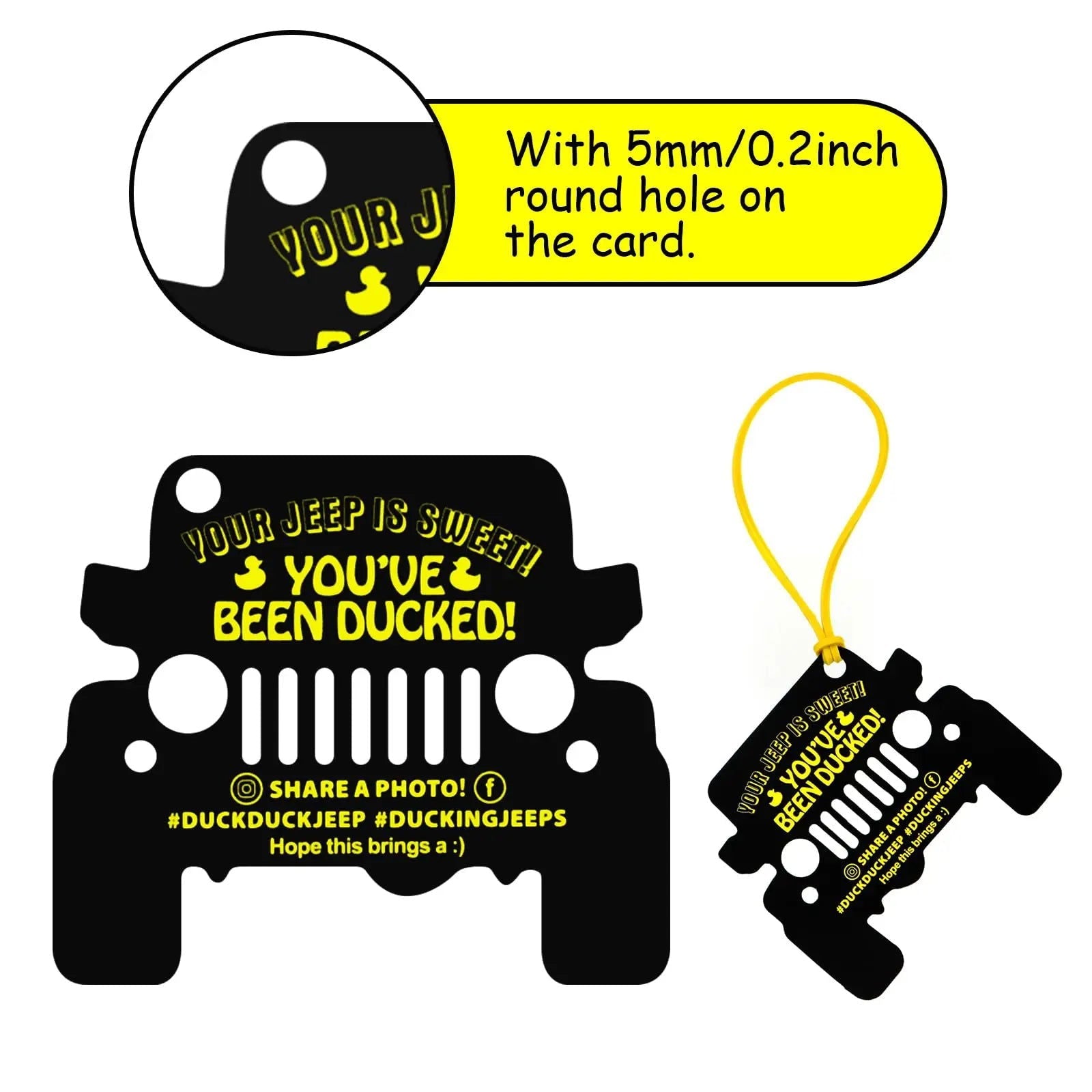 24-Pack Yellow Rubber Ducks with Tags & Bands – Black Jeep Die-Cut Set