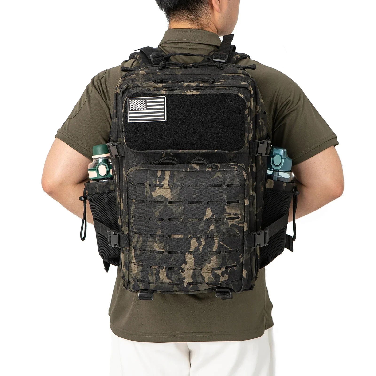 25L/45L Tactical Backpack – Laser-Cut MOLLE Hiking Pack with Dual Cup Holders