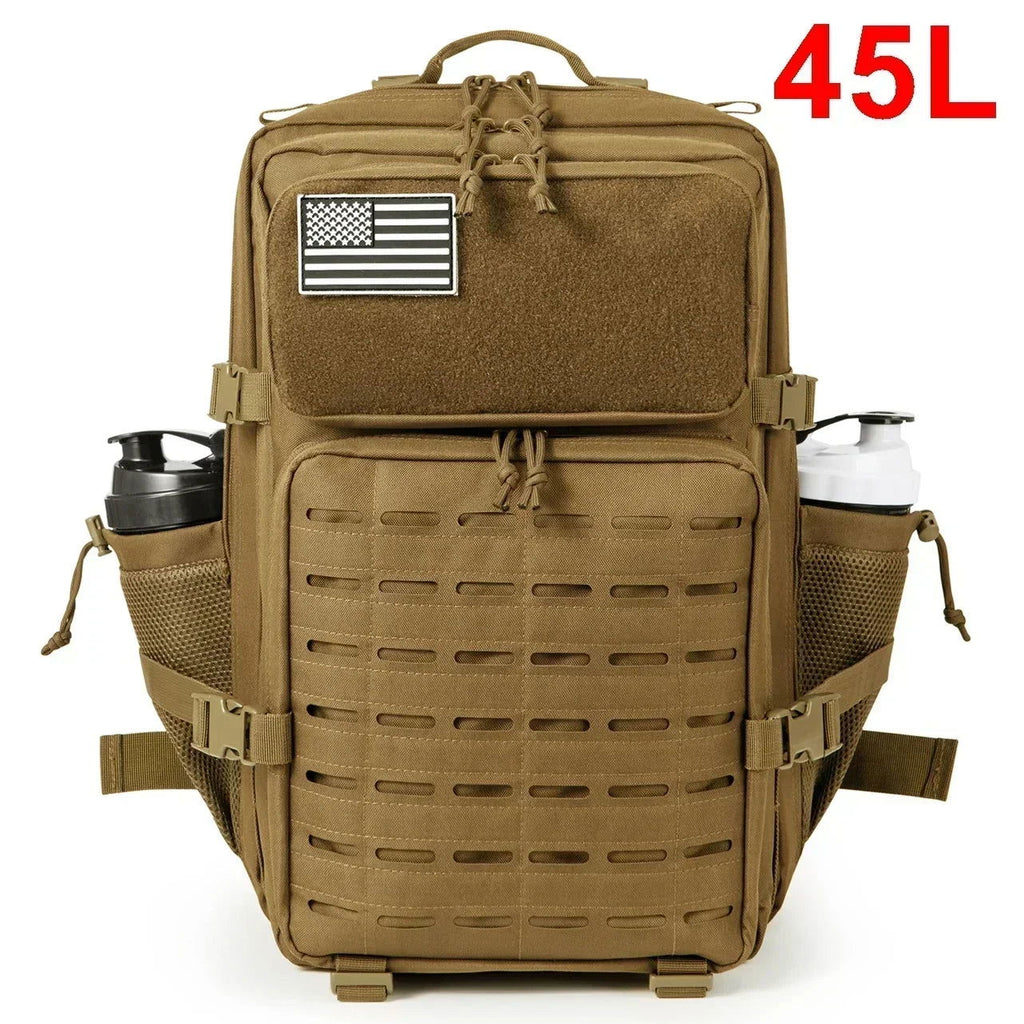 25L/45L Tactical Backpack – Laser-Cut MOLLE Hiking Pack with Dual Cup Holders