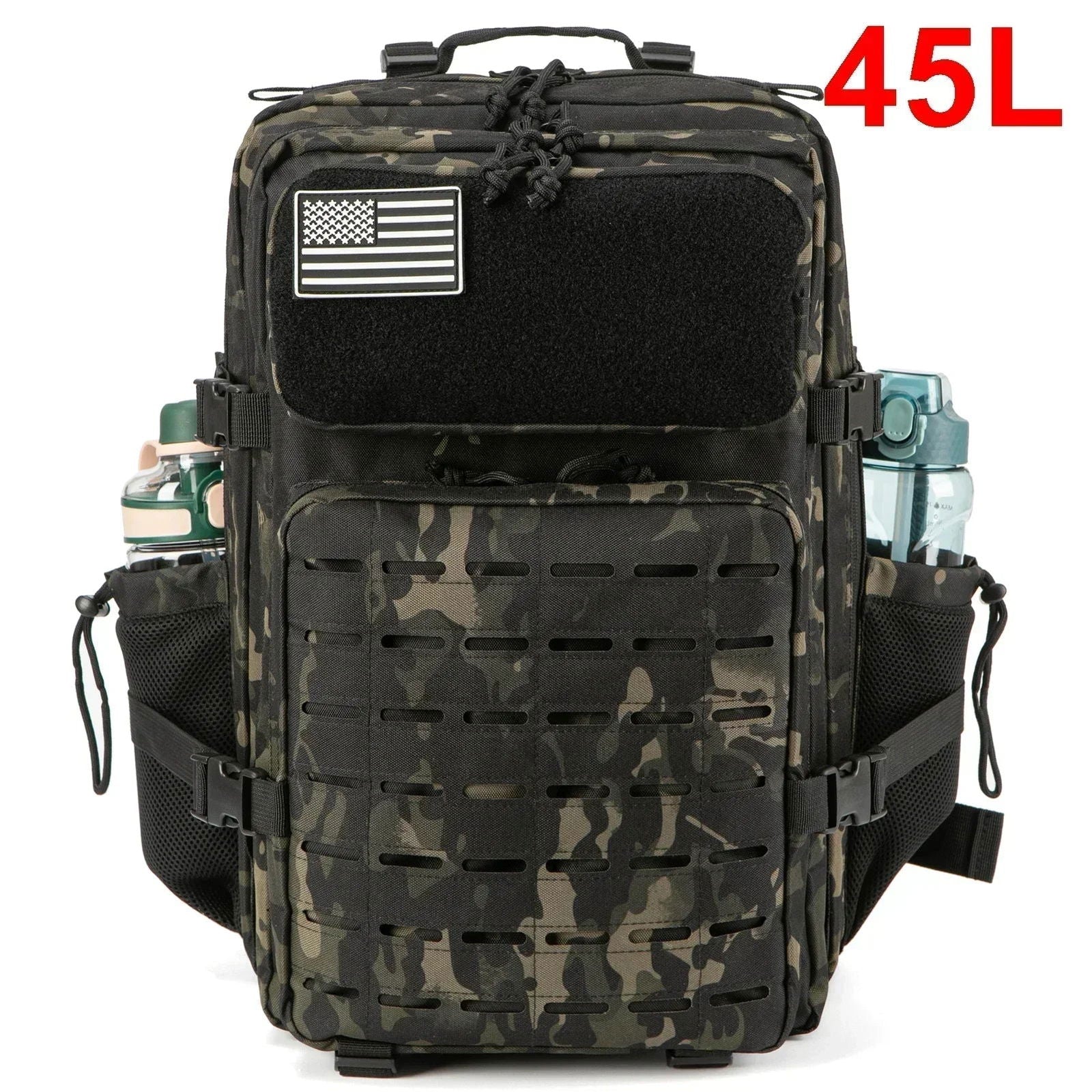 25L/45L Tactical Backpack – Laser-Cut MOLLE Hiking Pack with Dual Cup Holders