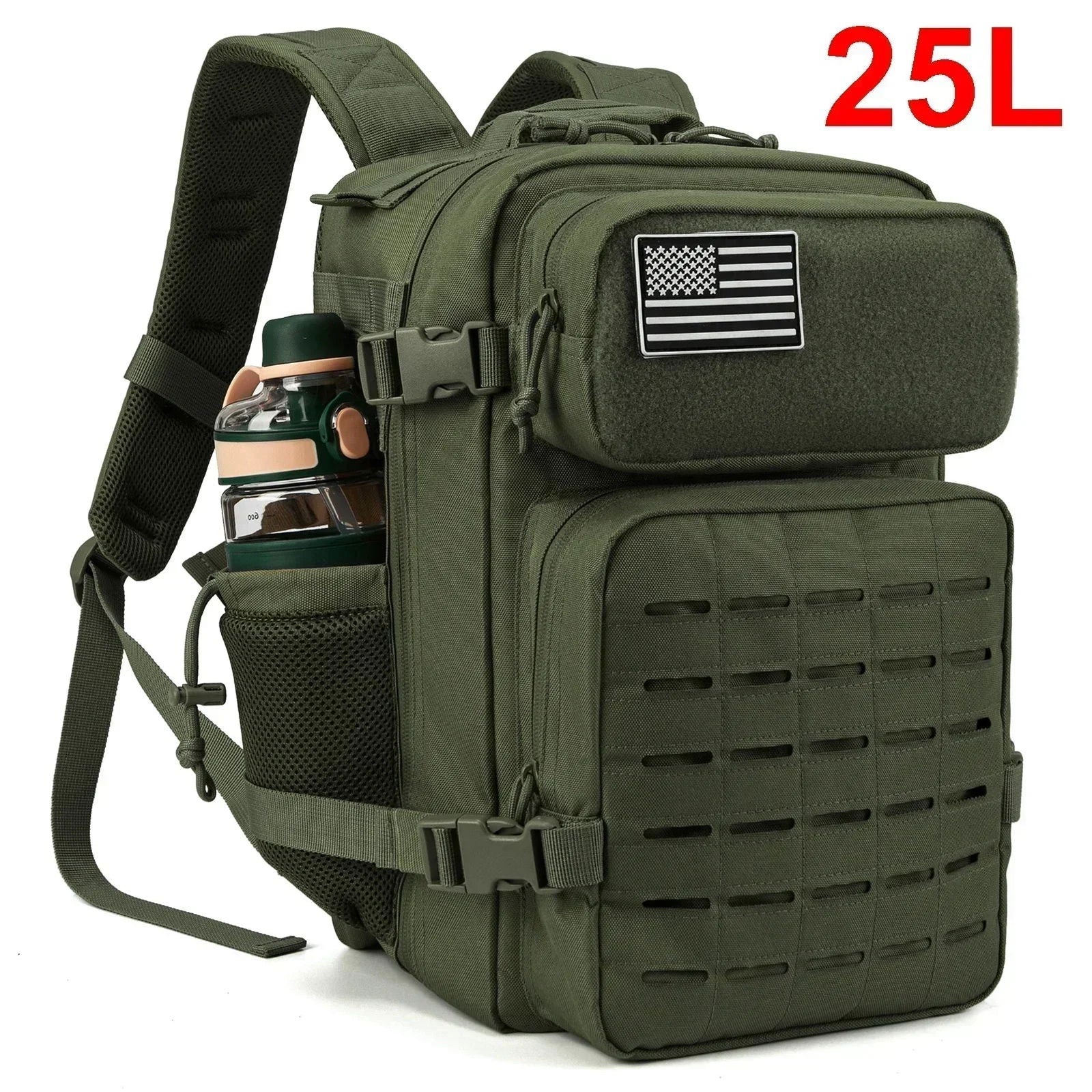 25L/45L Tactical Backpack – Laser-Cut MOLLE Hiking Pack with Dual Cup Holders