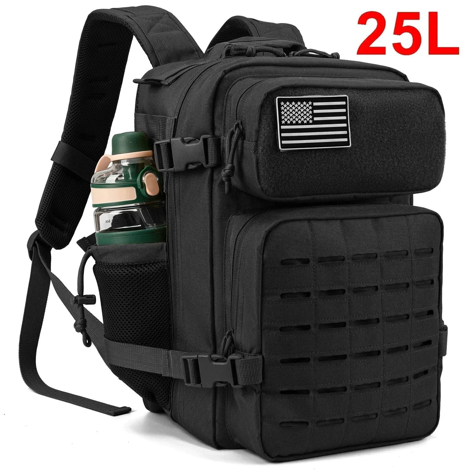25L/45L Tactical Backpack – Laser-Cut MOLLE Hiking Pack with Dual Cup Holders