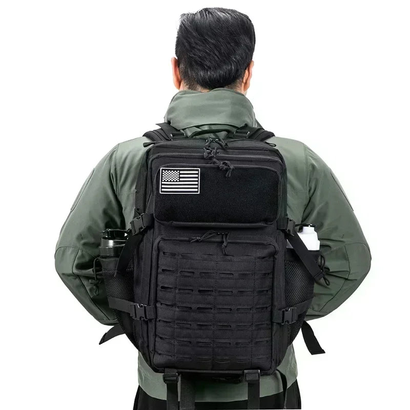 25L/45L Tactical Backpack – Laser-Cut MOLLE Hiking Pack with Dual Cup Holders