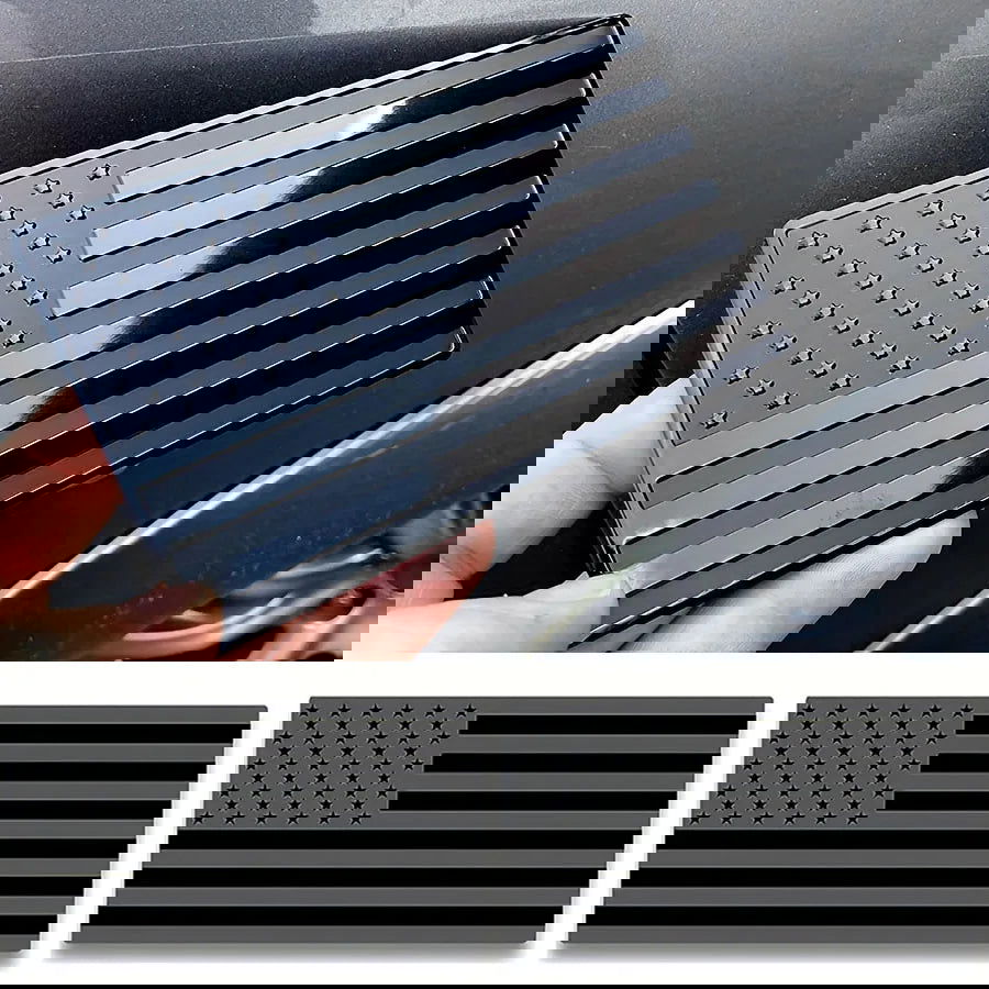 3D Black American Flag Decal 2pcs  – 5" x 3" Emblem for Cars, Trucks, & Motorcycles