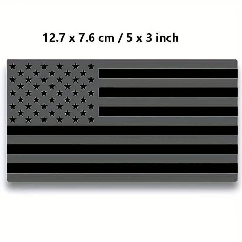 3D Black American Flag Decal 2pcs  – 5" x 3" Emblem for Cars, Trucks, & Motorcycles