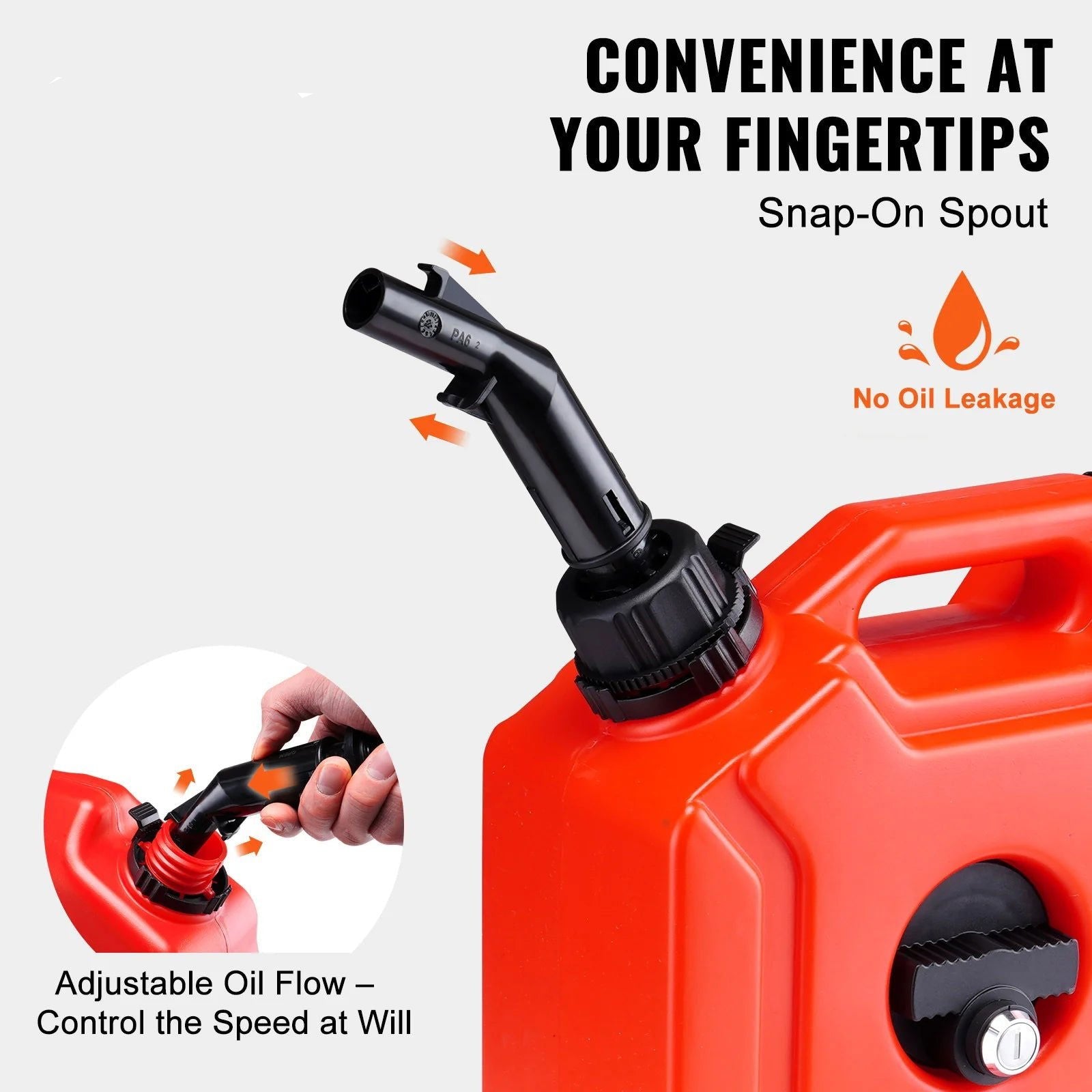 5/10L Red Fuel Tank with Adjustable Spout – Includes Mounting Bracket