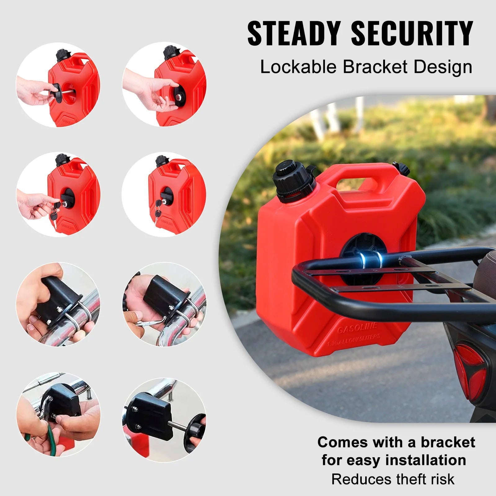 5/10L Red Fuel Tank with Adjustable Spout – Includes Mounting Bracket