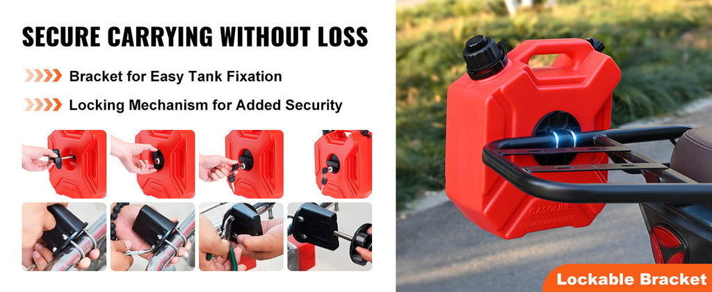 5/10L Red Fuel Tank with Adjustable Spout – Includes Mounting Bracket