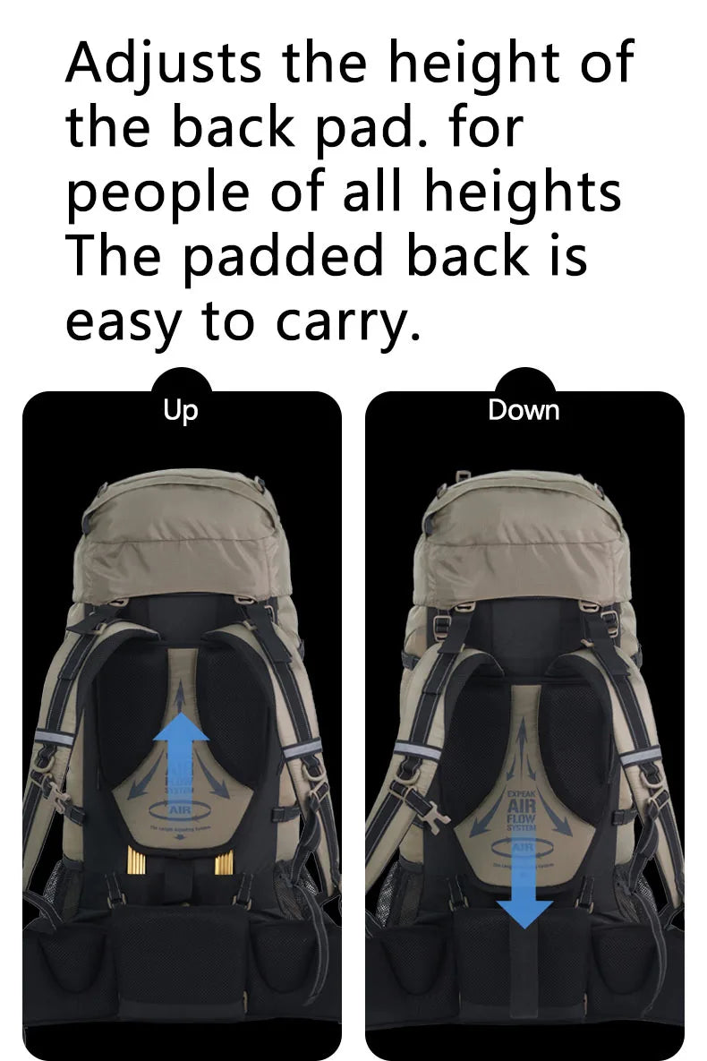 70L Camping Backpack with Rain Cover – Ergonomic and Large Capacity for Hiking and Trekking