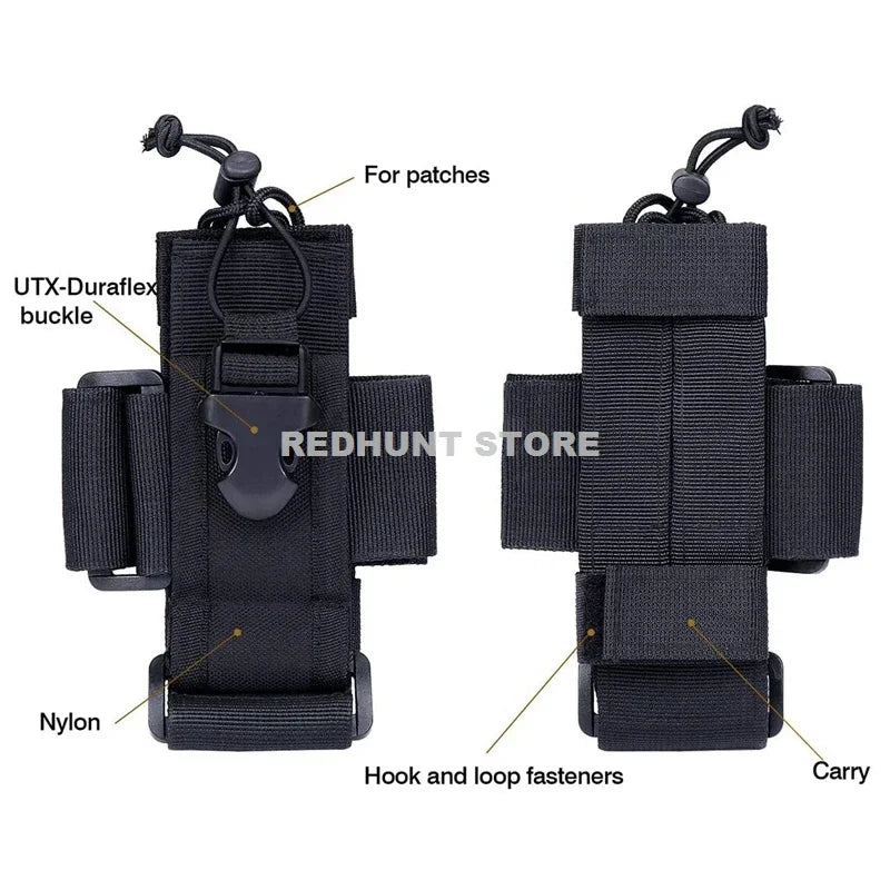 Adjustable Tactical Radio Holder – MOLLE Nylon Walkie Talkie Holster