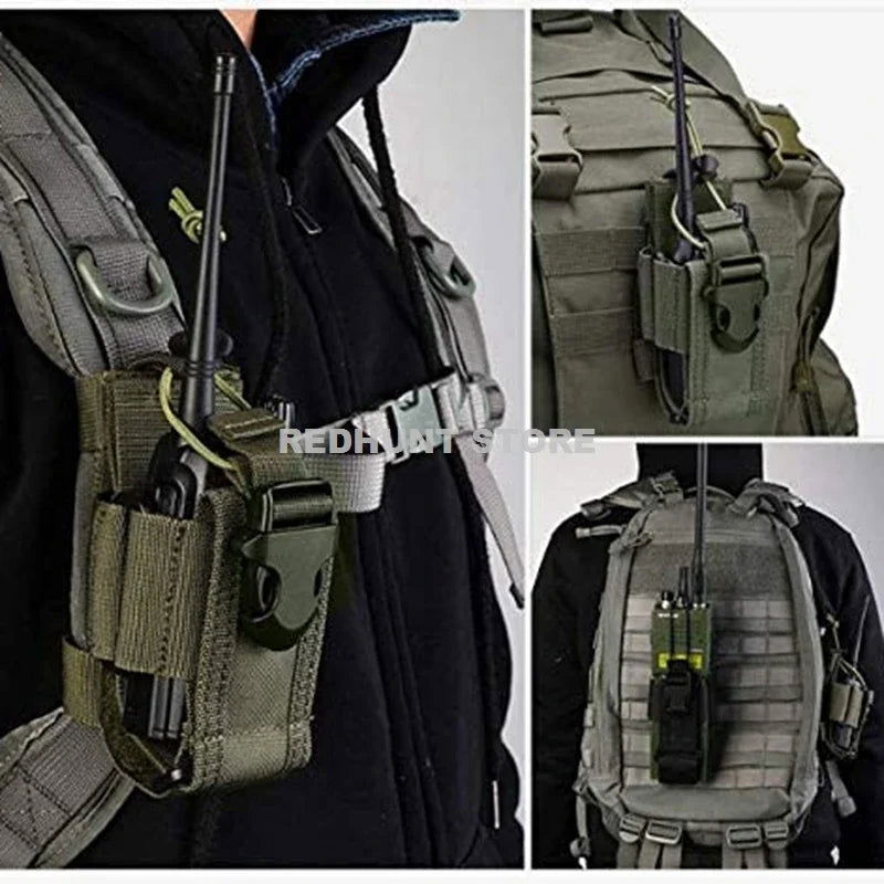 Adjustable Tactical Radio Holder – MOLLE Nylon Walkie Talkie Holster