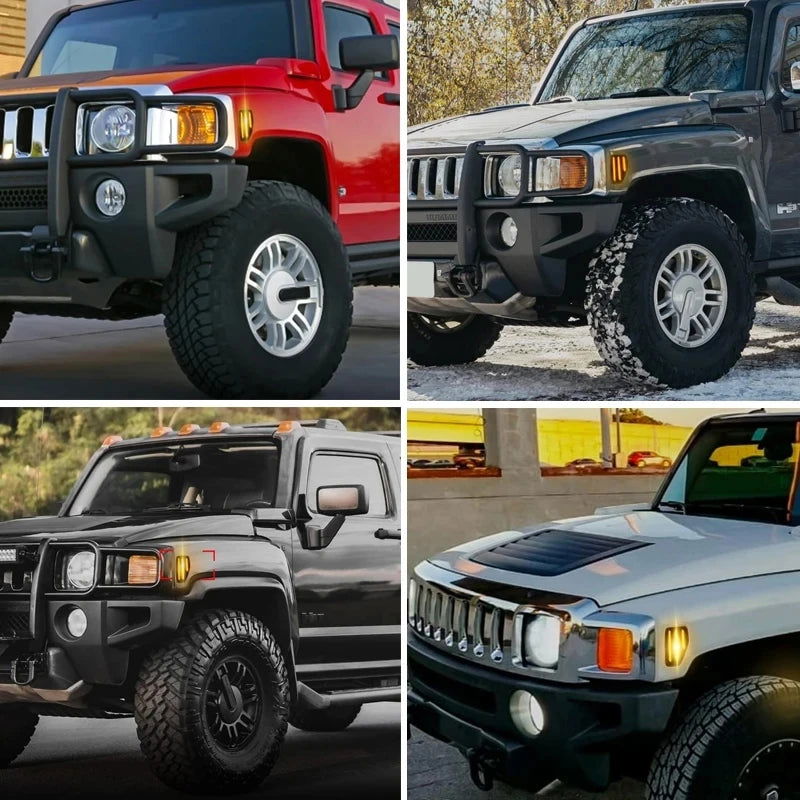 Amber LED Front Bumper Side Marker Turn Signal Lights – Fits 2006-2010 Hummer H3, 2009-2010 H3T