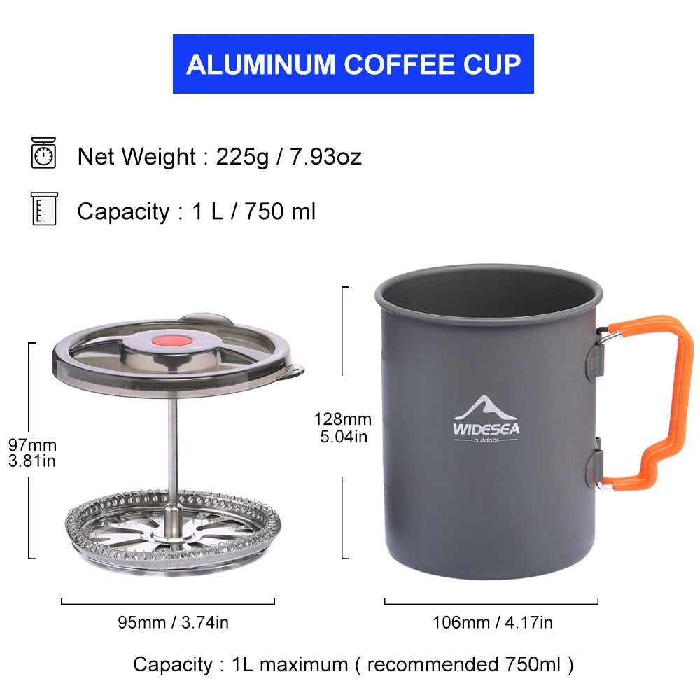 Coffee Pot with French Press – Outdoor Cookware for Hiking and Trekking