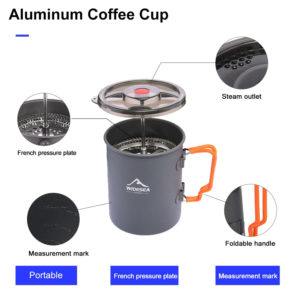 Coffee Pot with French Press – Outdoor Cookware for Hiking and Trekking