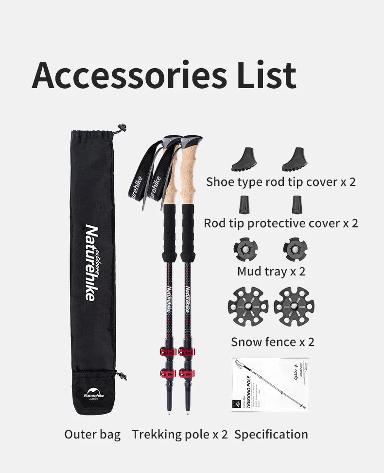 Carbon Fiber Collapsible Trekking Poles (2 Pack) – Lightweight Telescopic Hiking and Climbing Sticks
