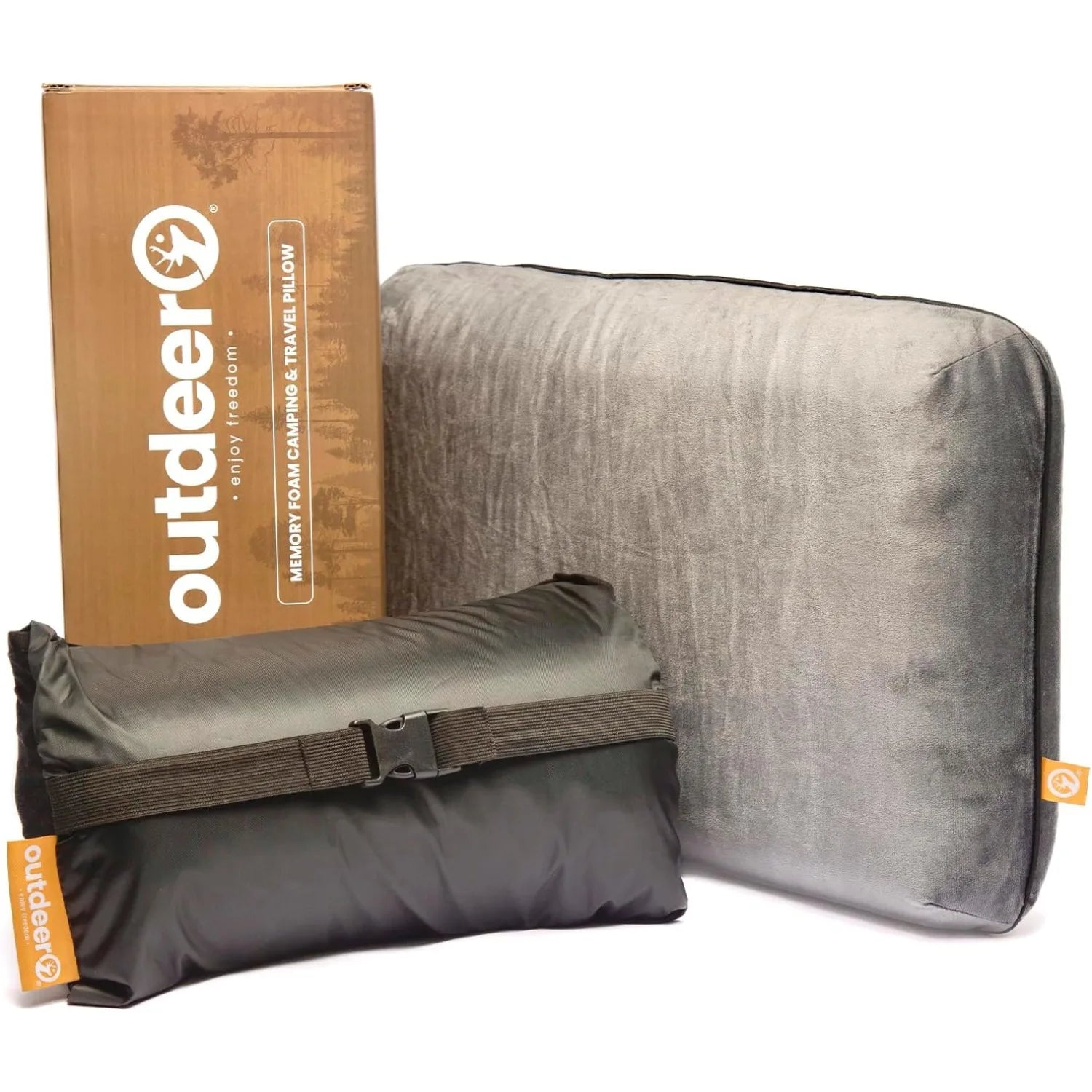Compressible Memory Foam Camping Pillow – Travel Pillow with Washable Fleece Cover