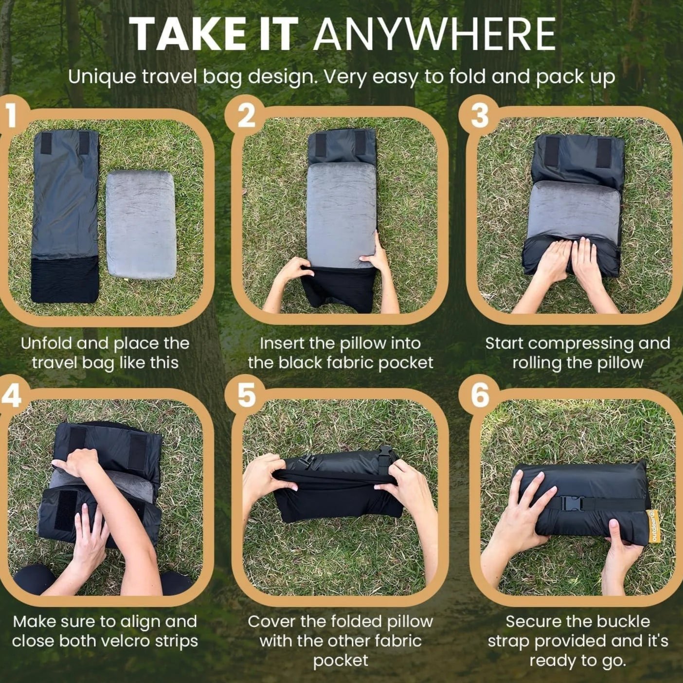 Compressible Memory Foam Camping Pillow – Travel Pillow with Washable Fleece Cover