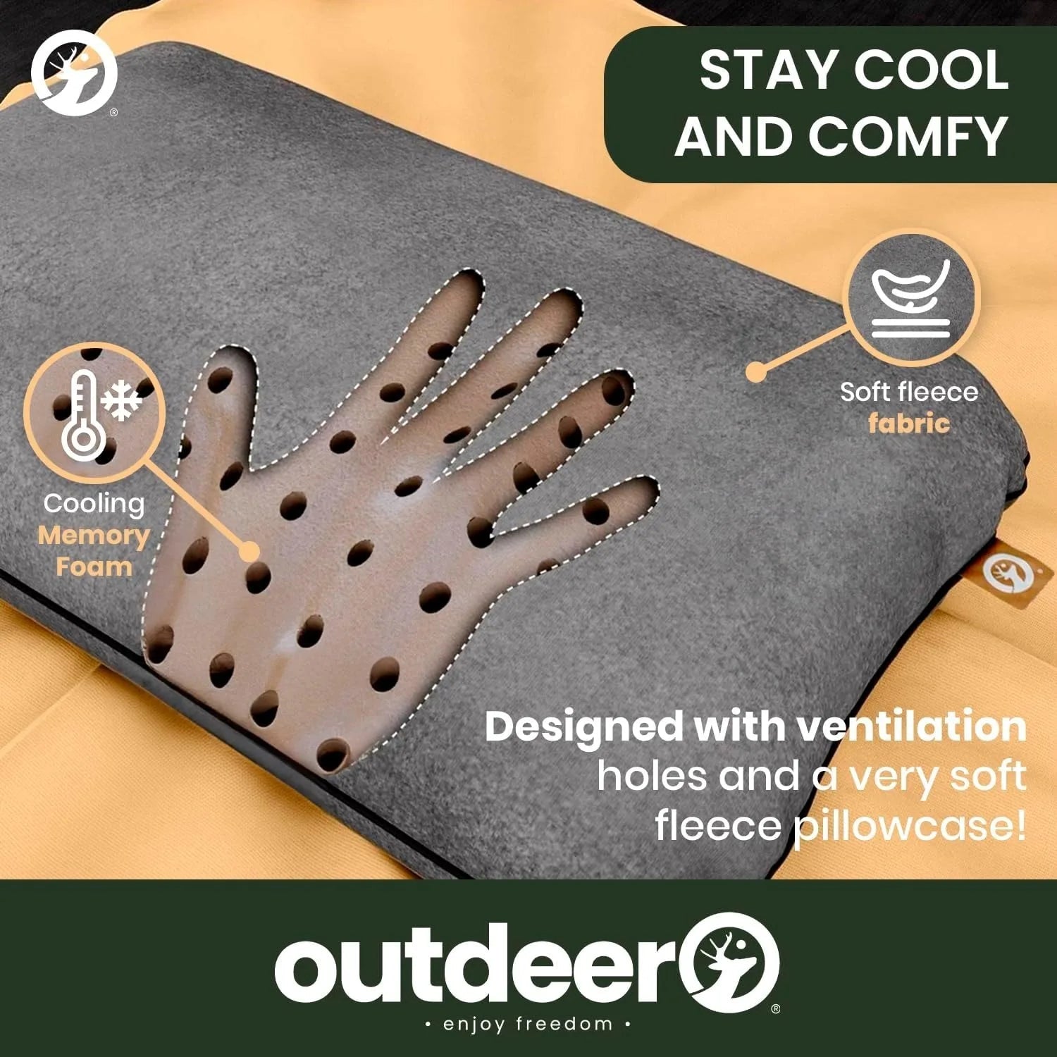 Compressible Memory Foam Camping Pillow – Travel Pillow with Washable Fleece Cover