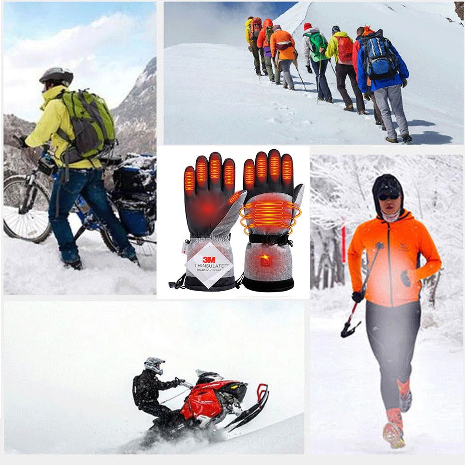 Electric Heated Winter Gloves – 3M Insulated, Waterproof, Windproof Thermal Gloves for Snowboarding, Cycling, Skiing, and Outdoor Adventures