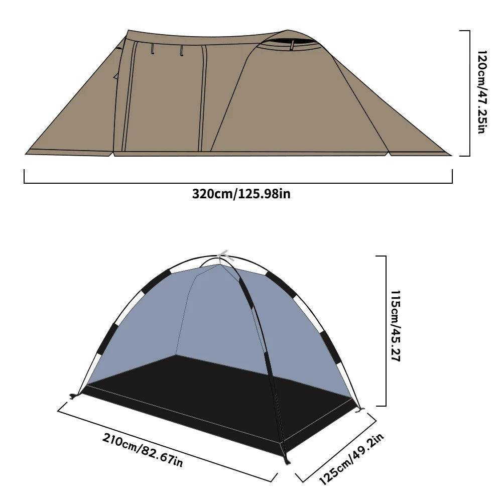 Fireproof 2-Person Hot Tent – Waterproof 4-Season Tent with Stove Jack & Snow Skirt for Camping, Hiking, and Hunting
