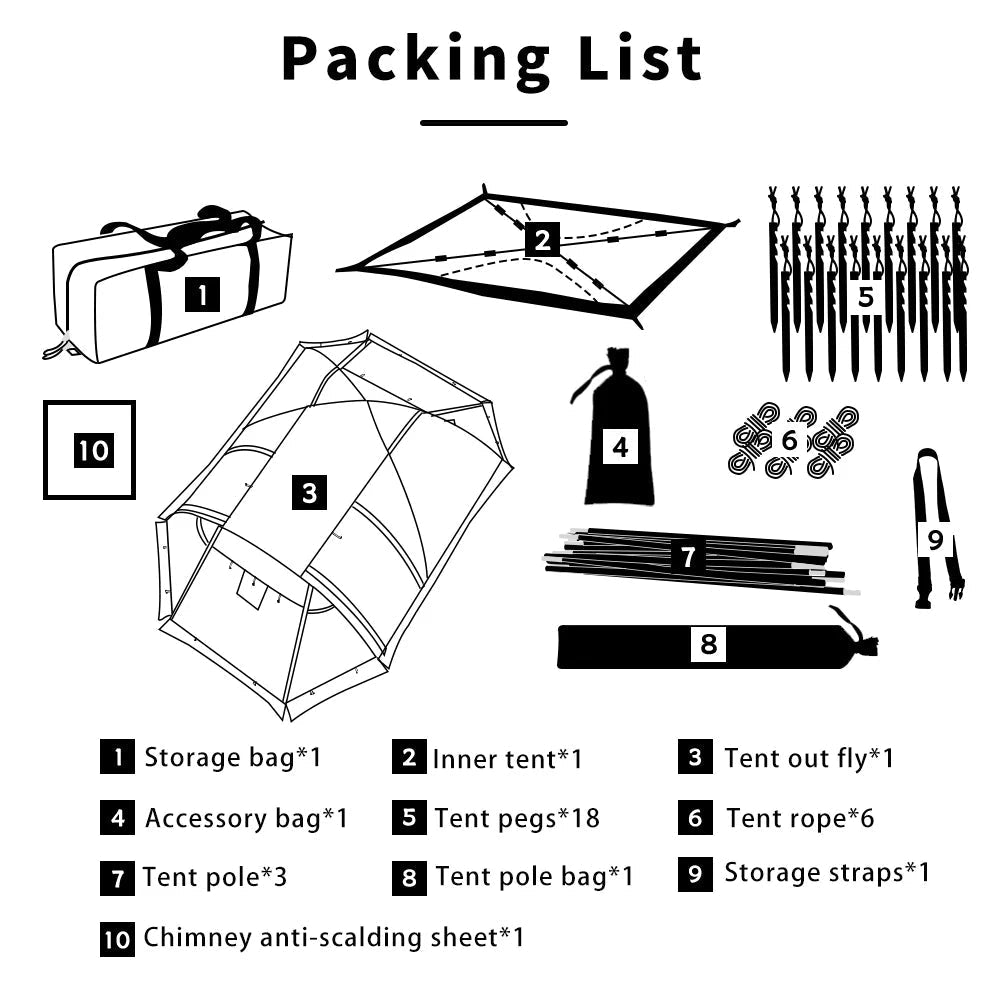 Fireproof 2-Person Hot Tent – Waterproof 4-Season Tent with Stove Jack & Snow Skirt for Camping, Hiking, and Hunting