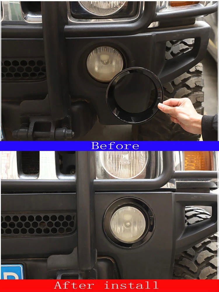 Fog Lamp Trim Rings – ABS Piano Black for 2005-2009 Hummer H3/H3T