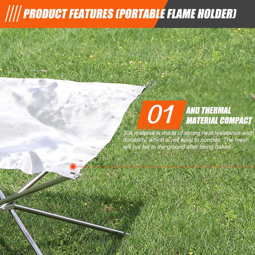 Foldable Stainless Steel Mesh Fire Pit and Wood Stove for Camping and Outdoor Use