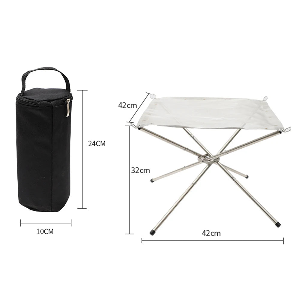 Foldable Stainless Steel Mesh Fire Pit and Wood Stove for Camping and Outdoor Use