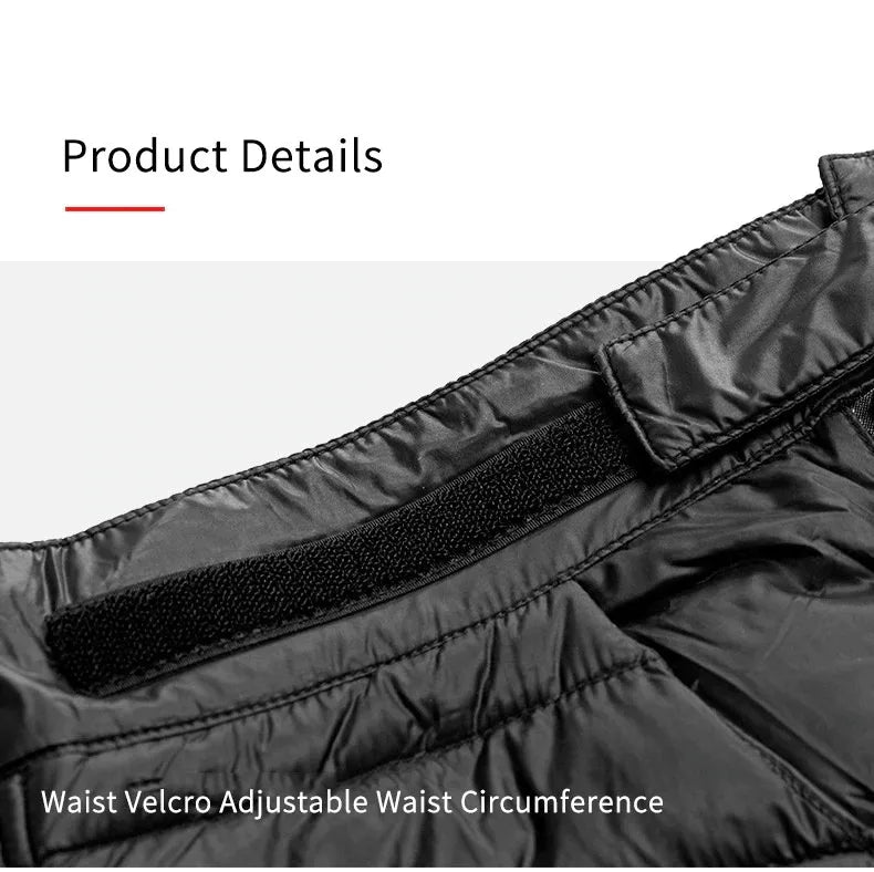 Goose Down Thermal Pants – Windproof, Waterproof Winter Trousers with Side Zippers for Men and Women