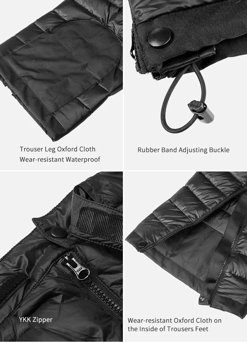 Goose Down Thermal Pants – Windproof, Waterproof Winter Trousers with Side Zippers for Men and Women