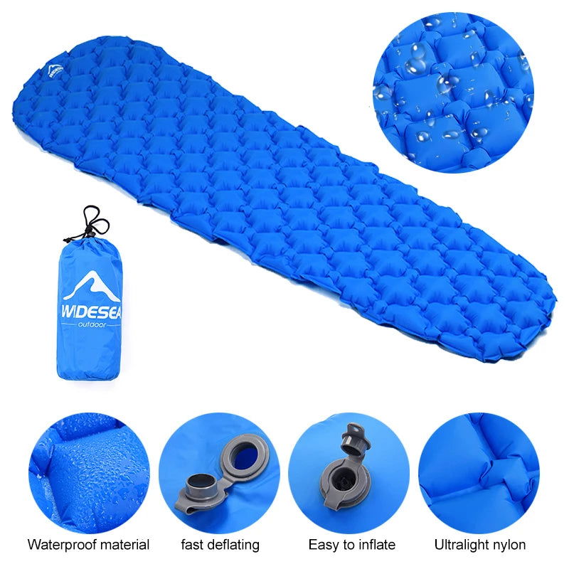 Inflatable Camping Mattress – Folding Sleeping Pad with Pump Bag