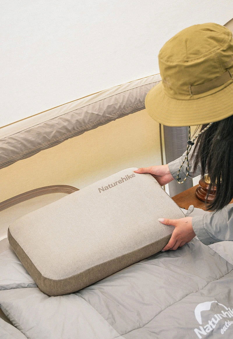 Memory Foam Comfort Pillow – Portable Square Camping and Travel Pillow with Easy Storage