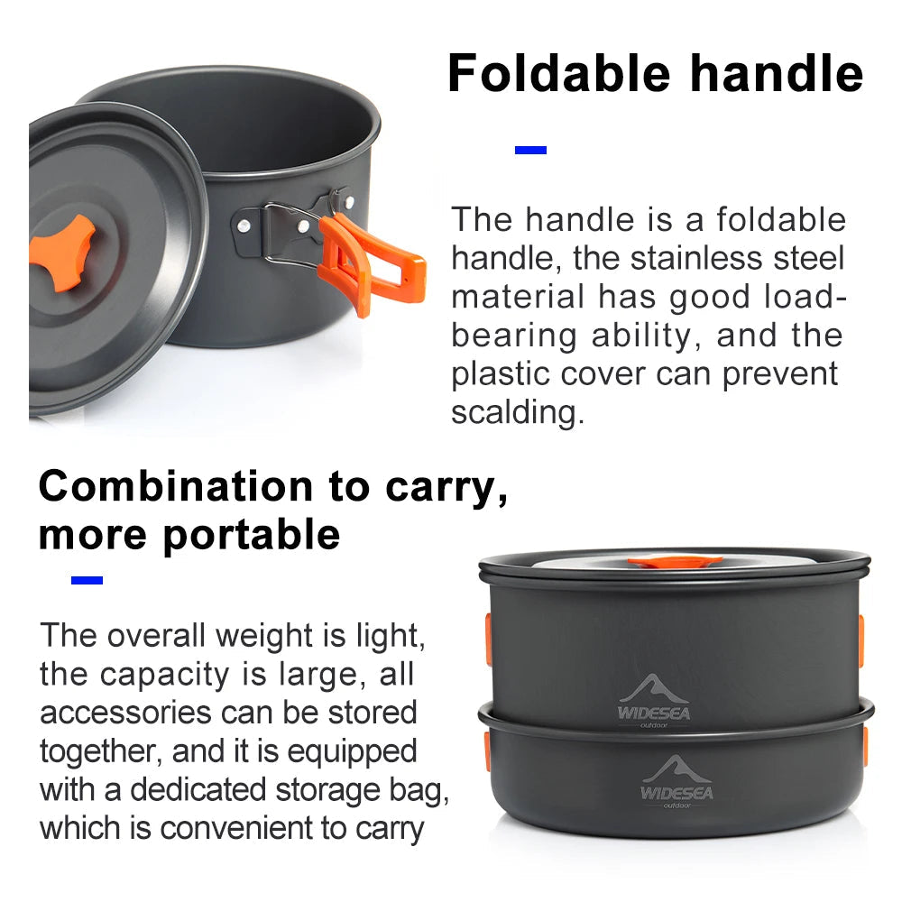Portable Camping Cookware Set – Nonstick Kettle, Frying Pan, and Bowl for Outdoor Cooking, Hiking, and Picnics