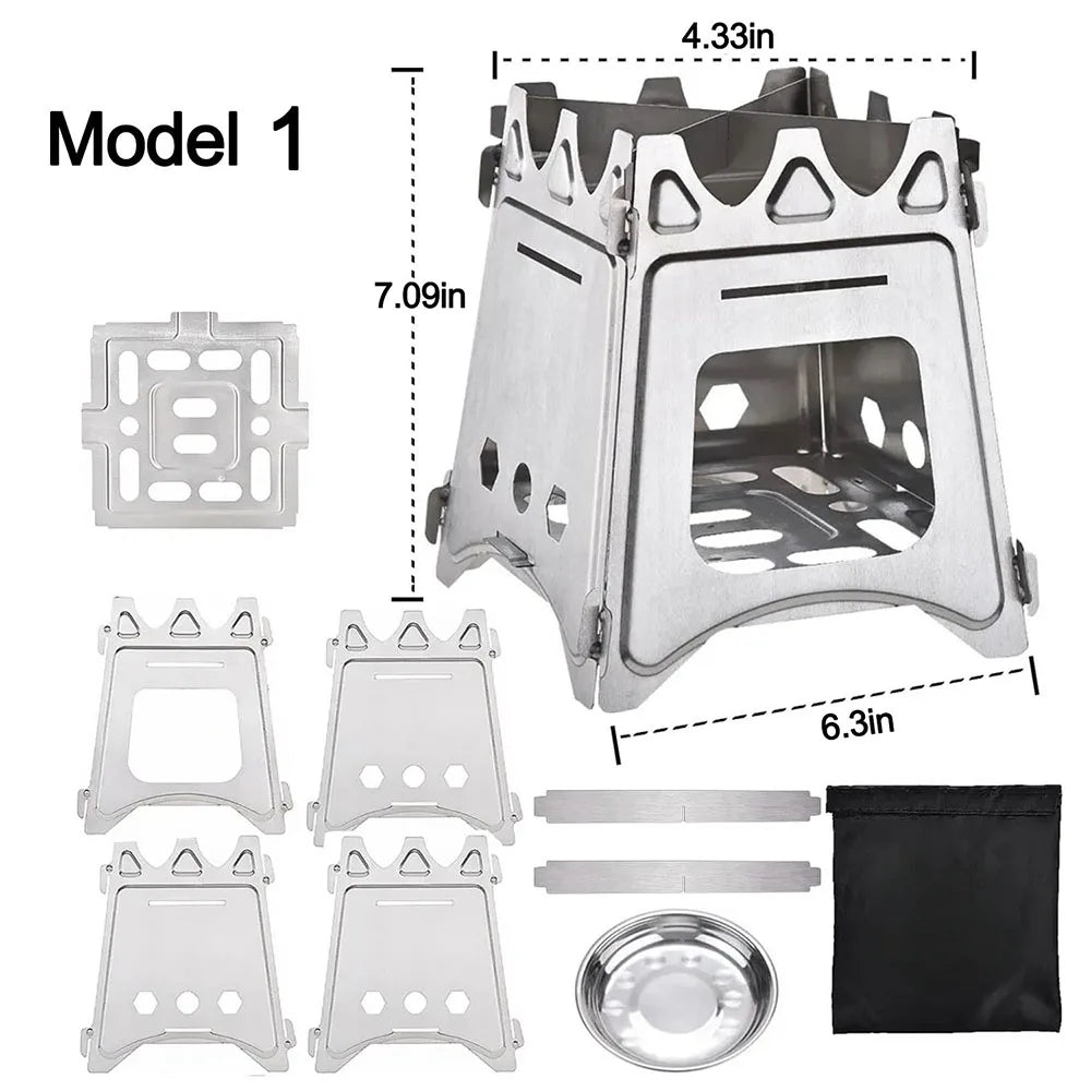 Portable Lightweight Folding Camping Wood Stove for Hiking