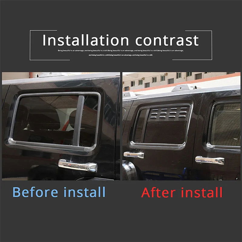 Rear Ventilation Shutters for Hummer H3 (2005-2009) – Black Aluminum Alloy Exterior Accessories (2 Pcs)