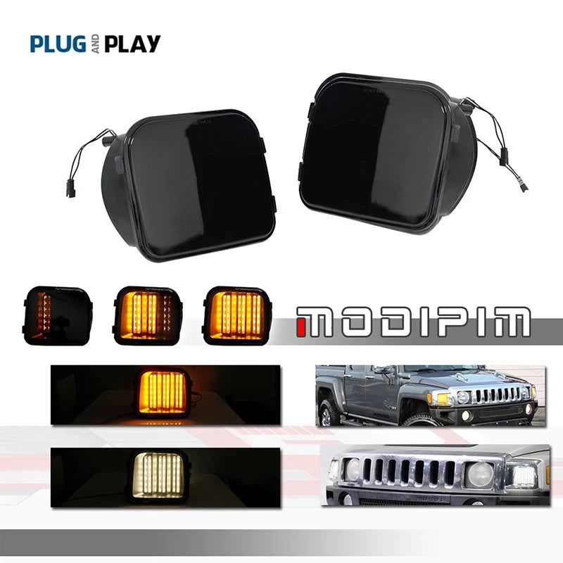 Sequential LED Turn Signal & DRL Lights – Amber/White for 2006-2010 Hummer H3/H3T