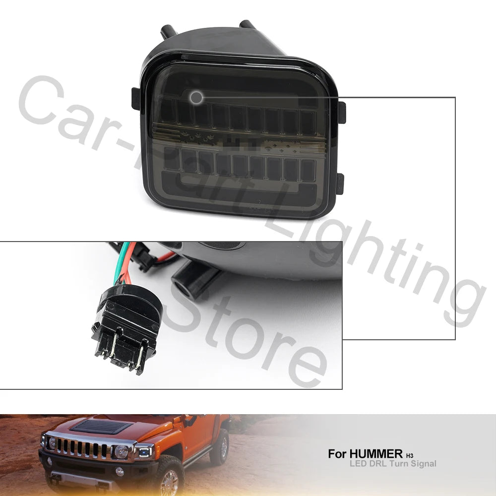 Sequential LED Turn Signals and LED Daytime Running Lights for 2006-2010 Hummer H3/H3T (OEM#15139187, 15139188)