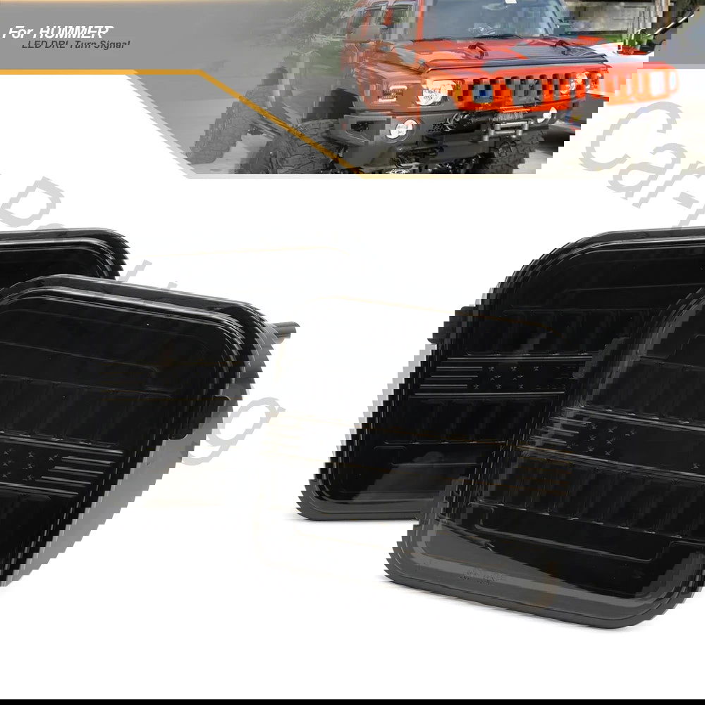 Sequential LED Turn Signals and LED Daytime Running Lights for 2006-2010 Hummer H3/H3T (OEM#15139187, 15139188)