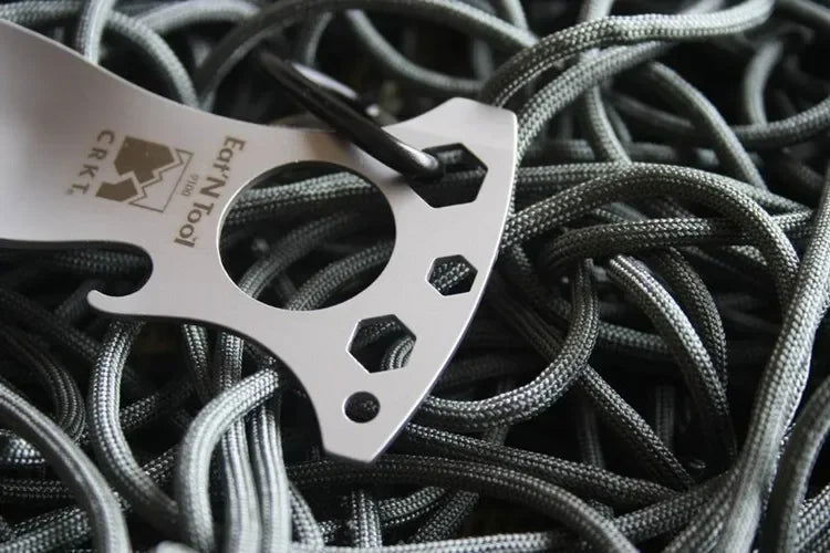 Stainless Steel Tactical Spork – Multi-Function EDC Spoon, Fork, Hex Wrench, Bottle Opener, and Carabiner