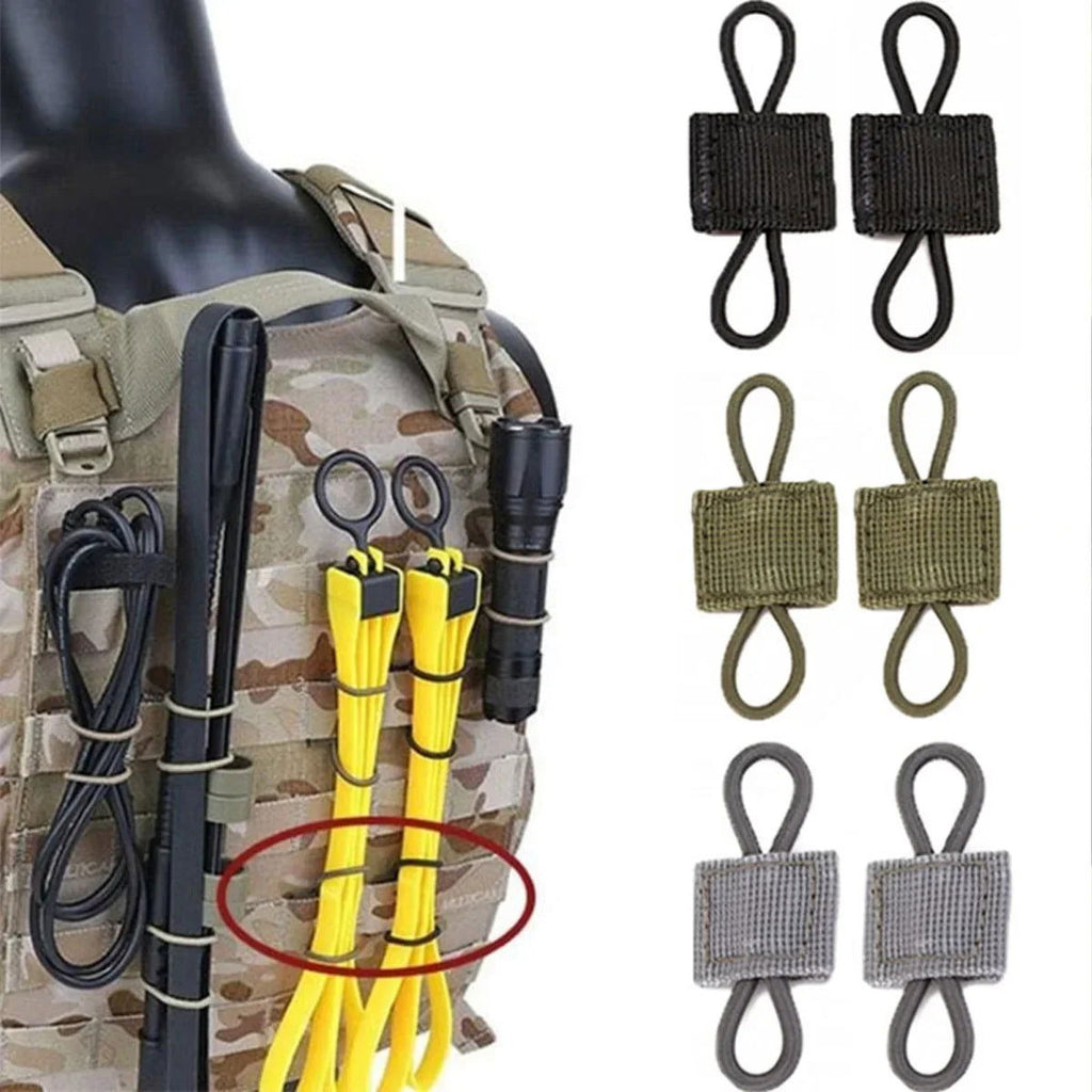 Tactical MOLLE Elastic Strap with Binding Buckles – Retainer for Antennas, Tools, Trekking Poles, and Camping Gear