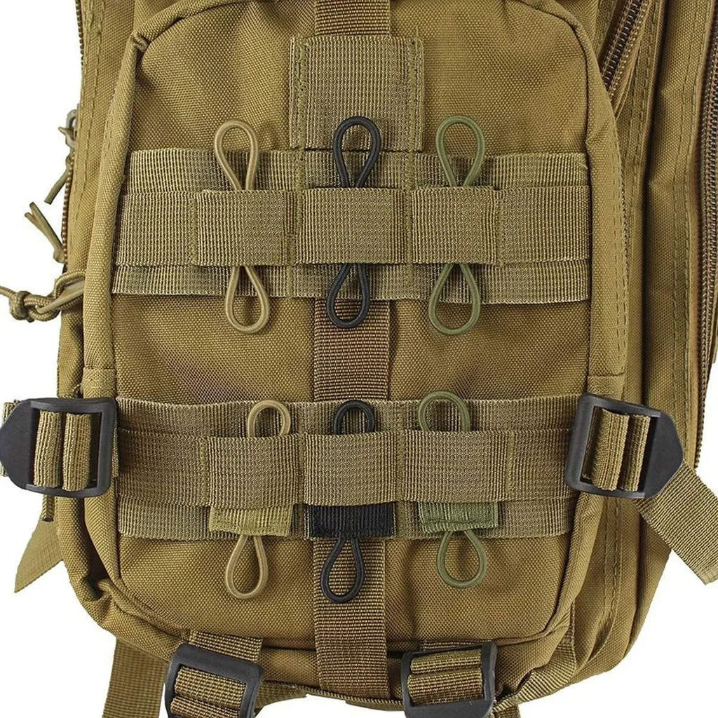 Tactical MOLLE Elastic Strap with Binding Buckles – Retainer for Antennas, Tools, Trekking Poles, and Camping Gear