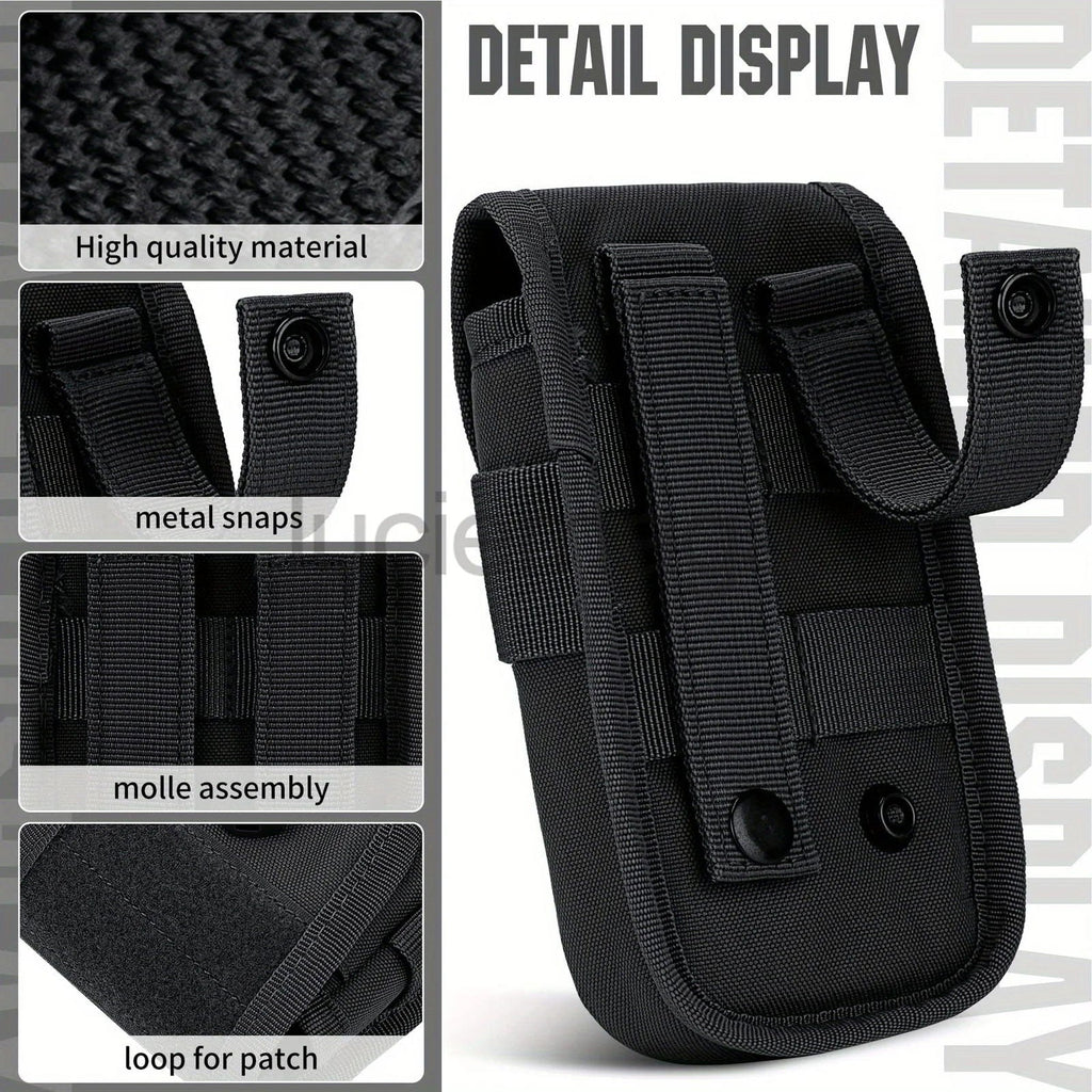 Tactical MOLLE Pouch – Hunting & Camping Waist Bag with US Flag Patch, D-Ring, Gear Clip, & 6.7" Phone Case Holder