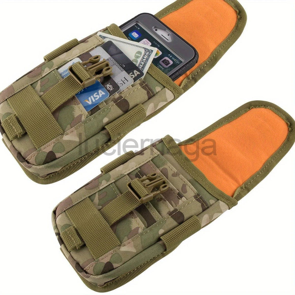 Tactical MOLLE Pouch – Hunting & Camping Waist Bag with US Flag Patch, D-Ring, Gear Clip, & 6.7" Phone Case Holder