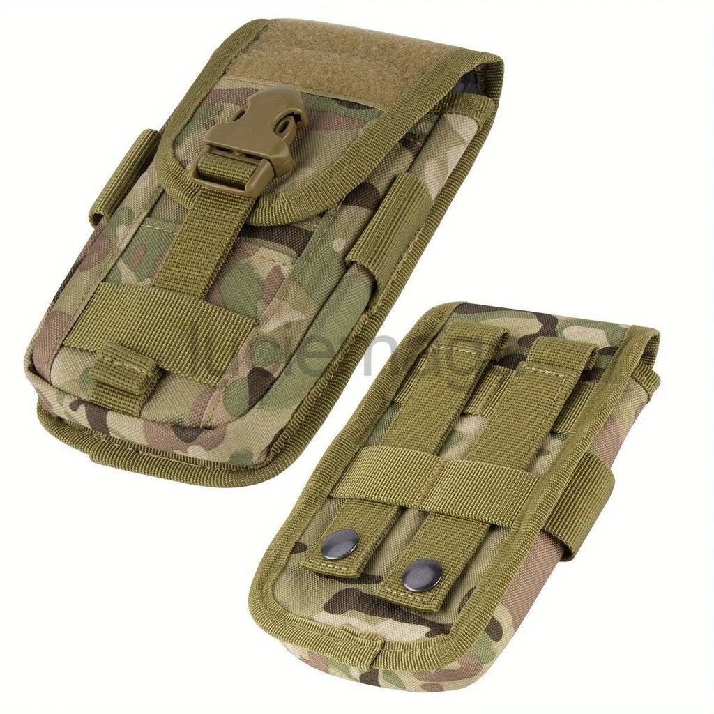 Tactical MOLLE Pouch – Hunting & Camping Waist Bag with US Flag Patch, D-Ring, Gear Clip, & 6.7" Phone Case Holder
