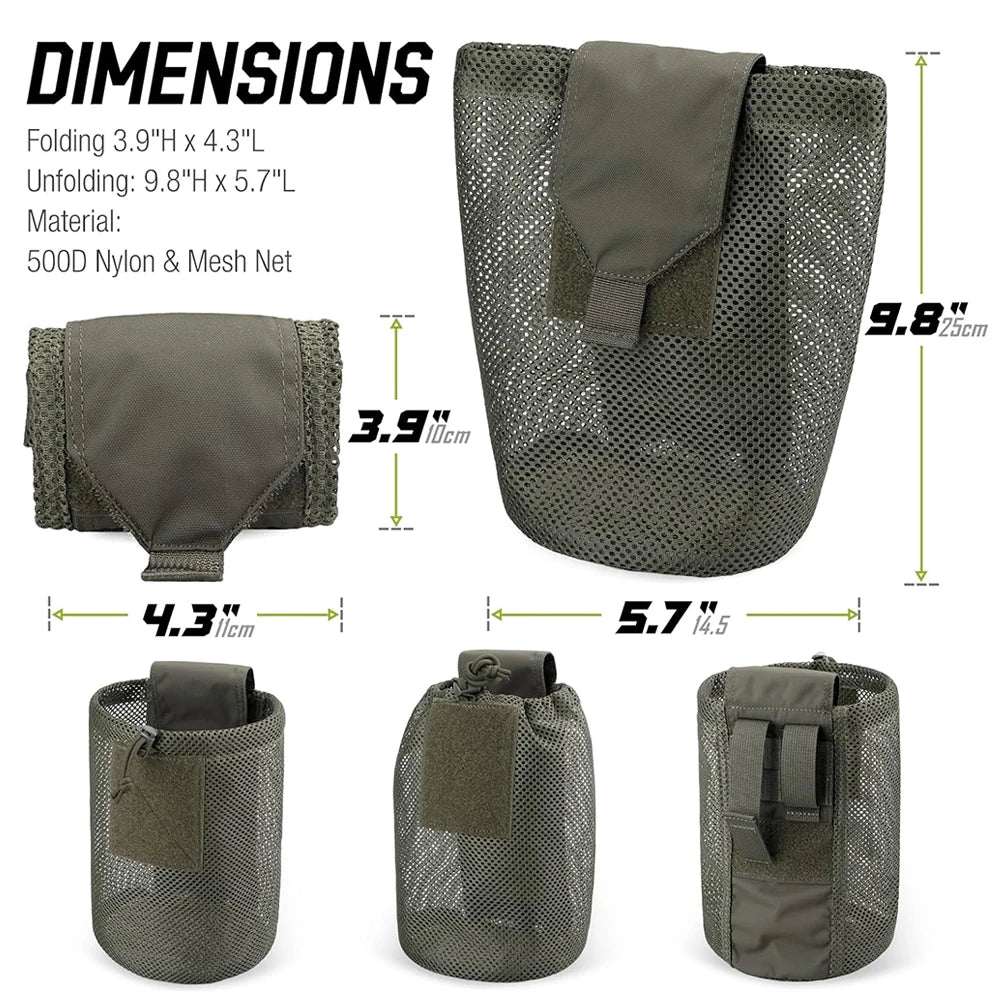 Tactical MOLLE Roll-Up Dump Pouch – Folding Drawstring Utility Waist Bag for Hunting & EDC