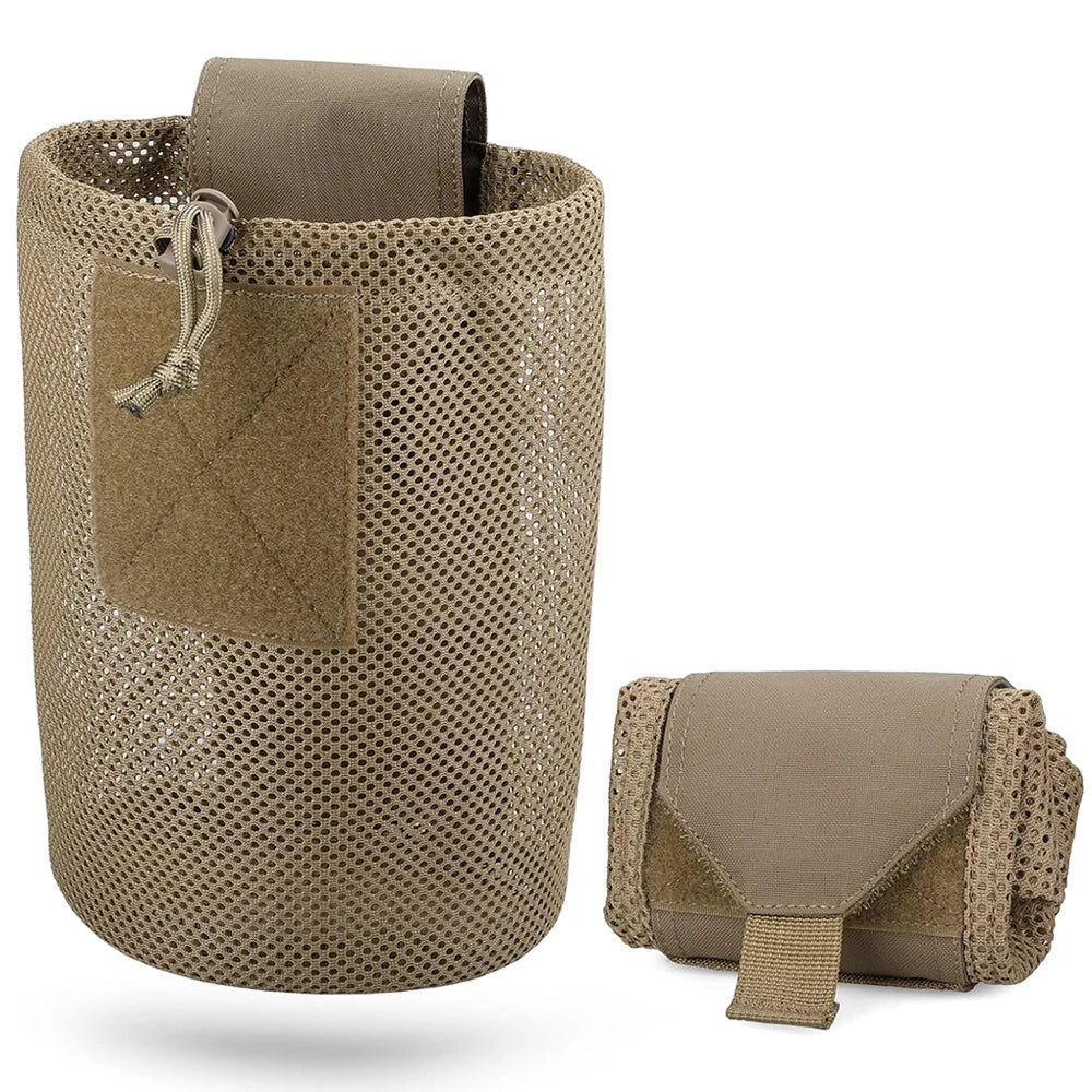 Tactical MOLLE Roll-Up Dump Pouch – Folding Drawstring Utility Waist Bag for Hunting & EDC