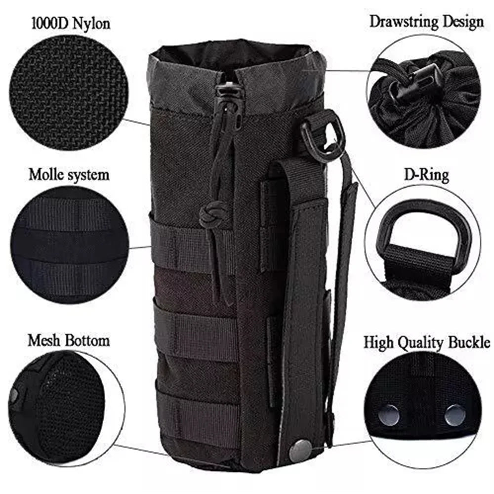 Tactical MOLLE Water Bottle Pouch – Outdoor Kettle Carrier for Camping, Hiking, Fishing & Hunting