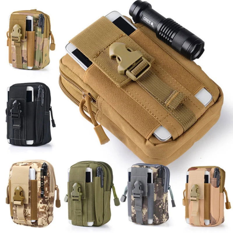 Tactical Molle Pouch Phone Holder - Compact Military Waist Pack for Running, Travel, and Camping Gear
